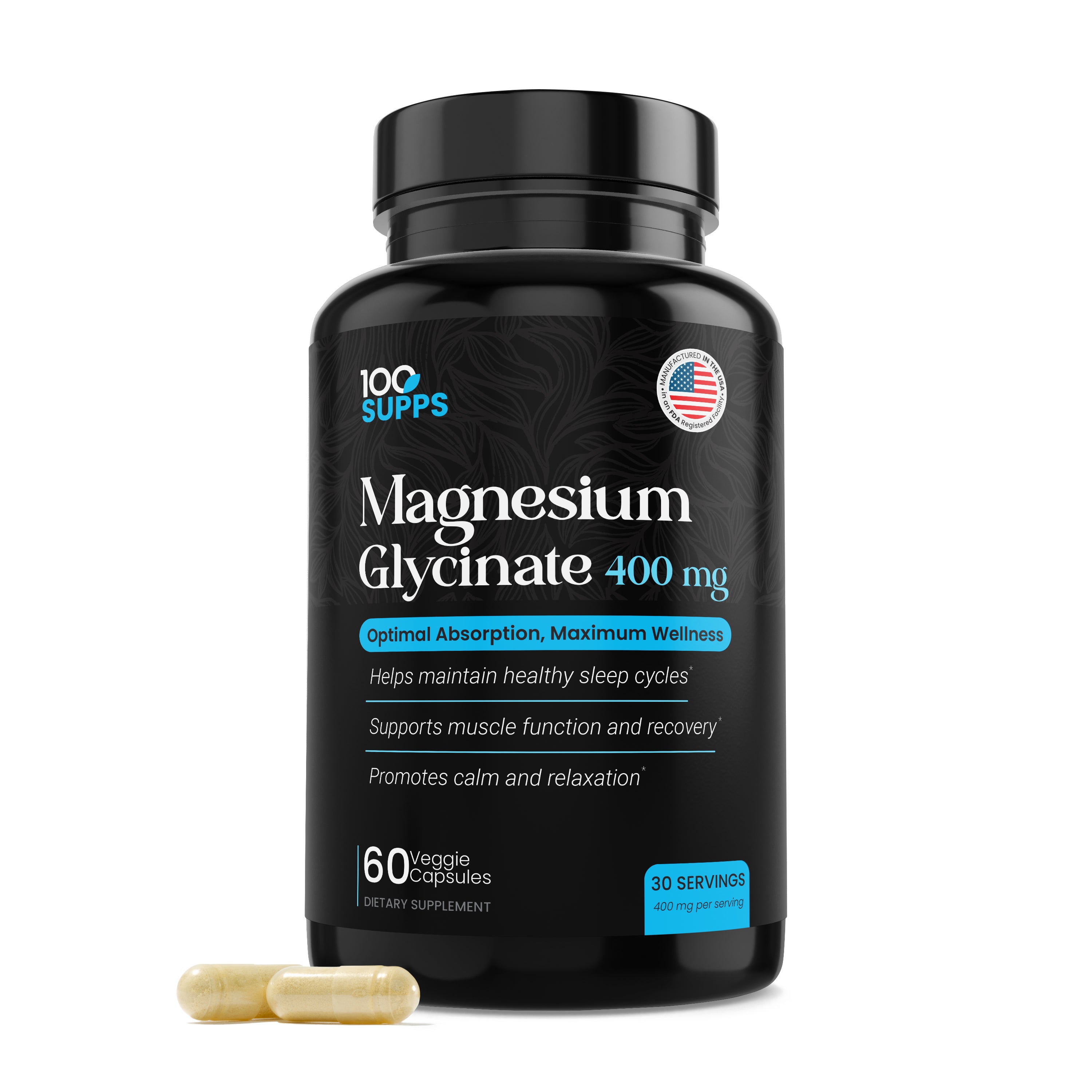 100 Supps Magnesium Glycinate 400mg