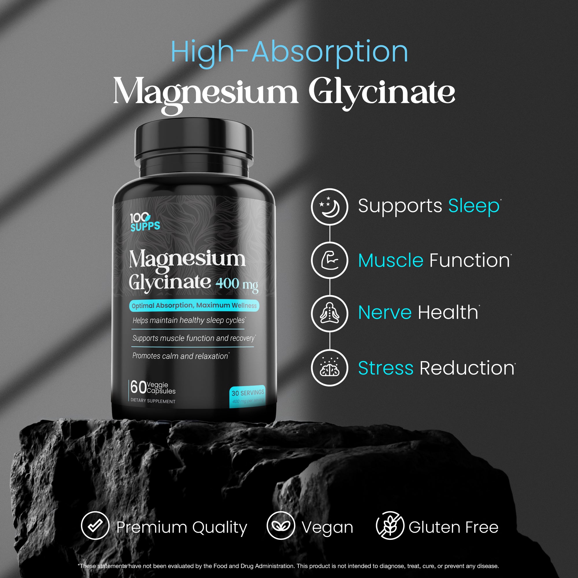 100 Supps Magnesium Glycinate 400mg